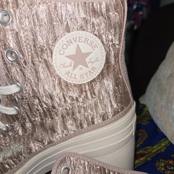 Converse Women's Pink and White Platform Sneakers - Picture 5 of 9